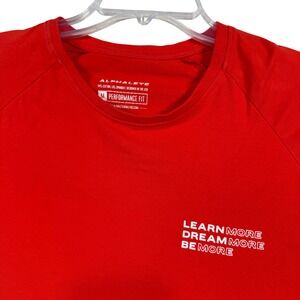 Alphalete Performance Fit T-Shirt Mens Medium Red Learn Dream Be More Raglan